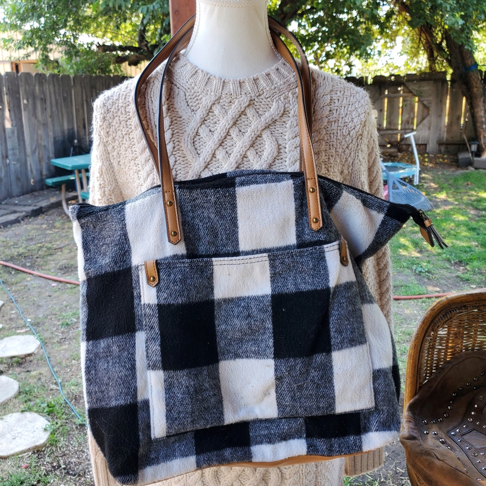 Sonoma Black and White Checkered Tote